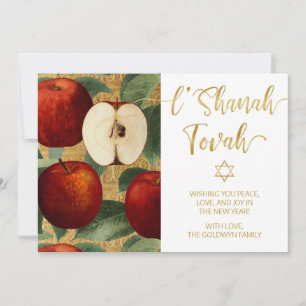 Cartão De Festividades L'Shanah Tovah Rosh Hashanah Maçãs Judaicas Branca