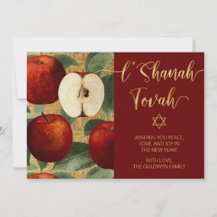 Cartão De Festividades L'Shanah Tovah Rosh Hashanah Maçãs Judaicas Vermel