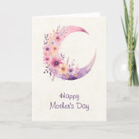 Lua de Crescente Rosa com Dia de as mães de Flores