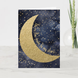 Cartão De Festividades Lua e Estrelas Amor Romântico