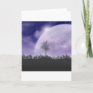 Cartão De Festividades Lua Luz Estrelas Árvores Céus Personalizam