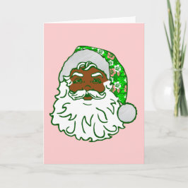 Cartão De Festividades luau pink christmas hawaiian african black santa 