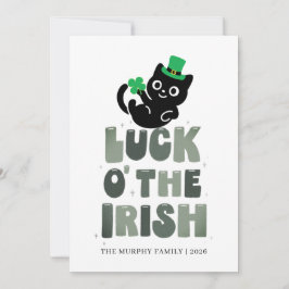 Cartão De Festividades Lucky Black Cat Shamrock Photo St. Patrick's Day