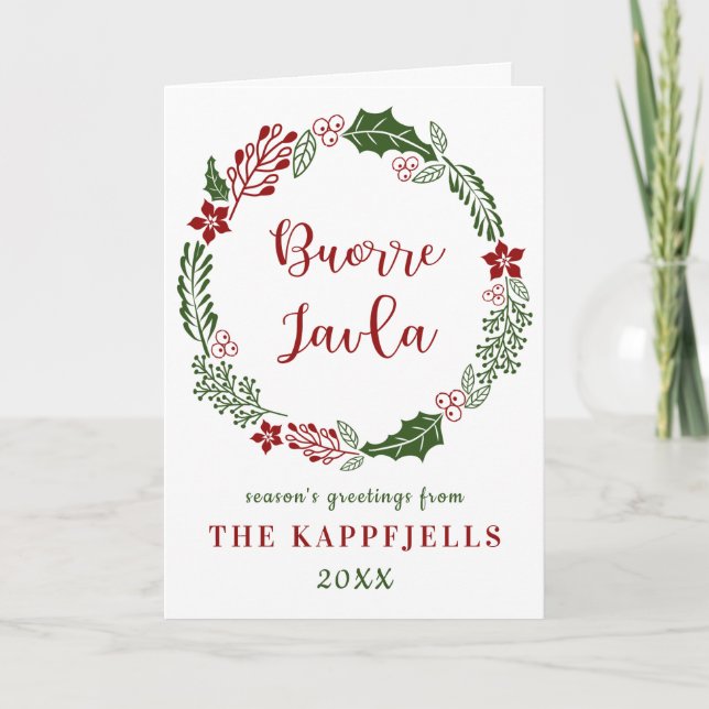 Cartão De Festividades Lule Sámi Feliz Natal, Buorre Javla, Personalizado (Frente)