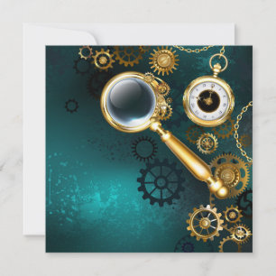 Cartão De Festividades Lupa no estilo Steampunk
