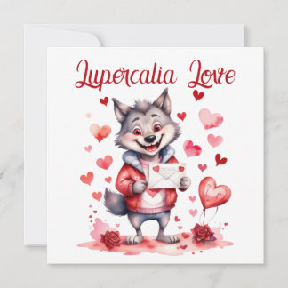 Cartão De Festividades Lupercalia Love Sweet Wolf Hearts Valentine's Day