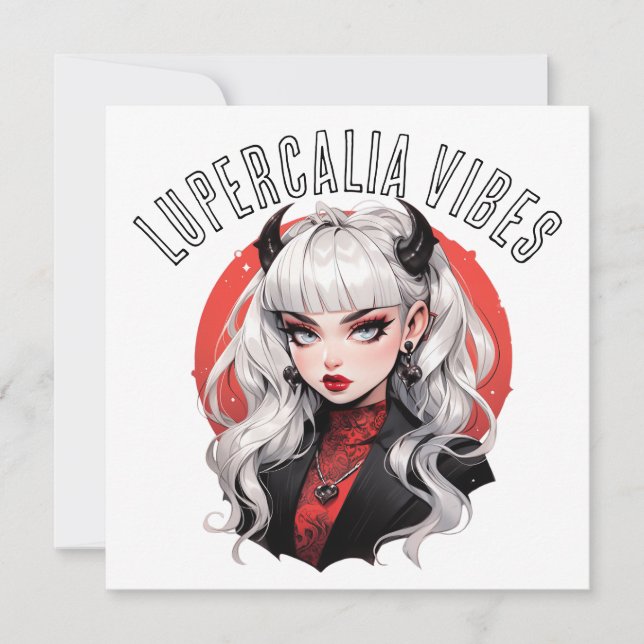 Cartão De Festividades Lupercalia Vibes Gothic Demon Girl Valentine's Day (Frente)