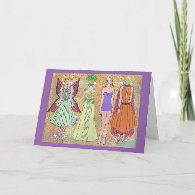 Cartão De Festividades Luriel, Vazio de Boneca de Papel Elf Woodland (Frente)