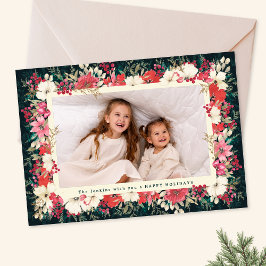 Cartão De Festividades lush vintage floral christmas botanical one photo