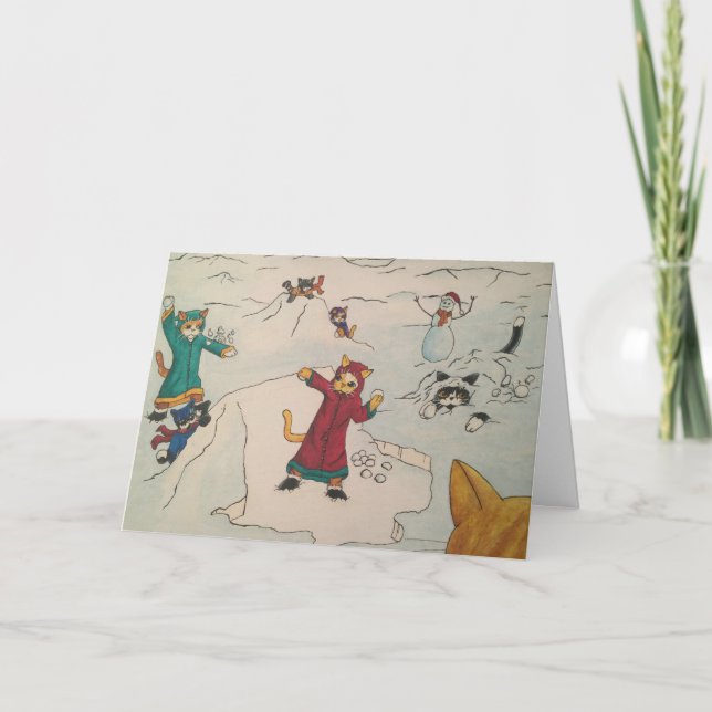 Cartão De Festividades Luta da bola de neve (Frente)