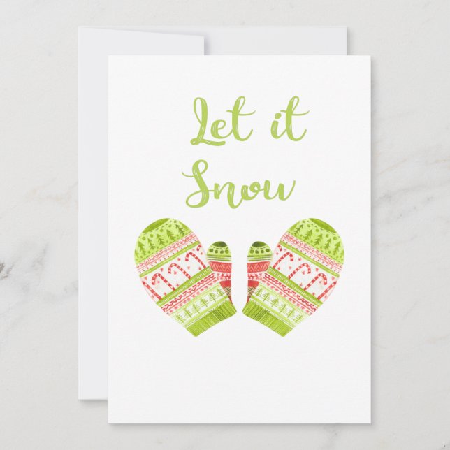 Cartão De Festividades Luvas de Natal Tecido (Frente)