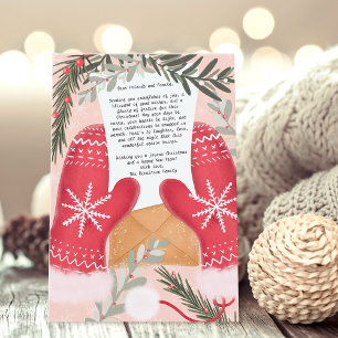 Cartão De Festividades Luvas divertidas ilustrações da família de Natal 3