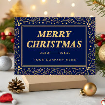 Luxo Natal Empresarial Azul Marinho e Dourado Anti