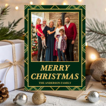 Luxuoso Natal em Xadrez Tartan Esmeralda para Foto