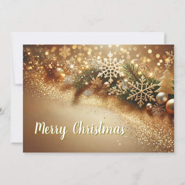 Cartão De Festividades Luxurious Christmas Background with Golden Bokeh (Frente)