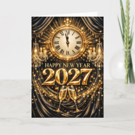 Cartão De Festividades Luxurious Gold Black Elegant New Year 2027