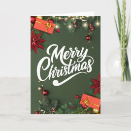 Cartão De Festividades Luxury Green Christmas Card With Golden Accents