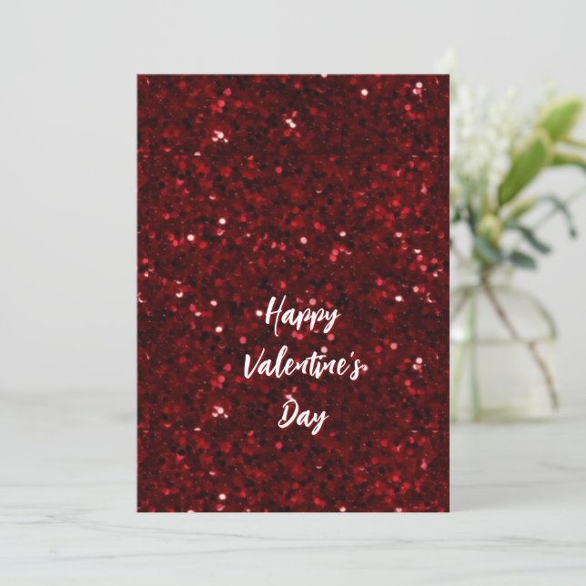 Cartão De Festividades Luxury Red Glitter Happy Valentine's Day Special  (Em pé/Frente)