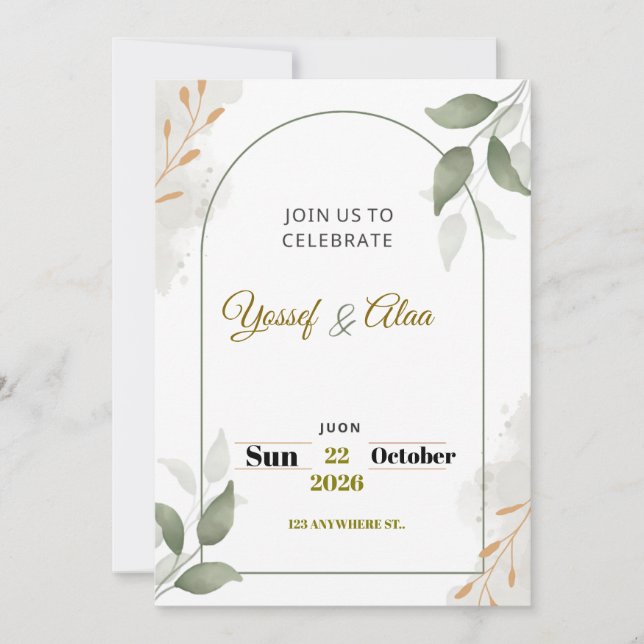 Cartão De Festividades Luxury Wedding Invitation | Gold Accents | Modern  (Frente)