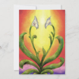 Cartão De Festividades luz brilhando no coração de flor com flores branca