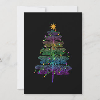 Cartão De Festividades Luz de árvore de natal libélula Família de pijama 
