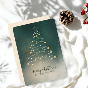 Cartão De Festividades Luz de Corda Abstrata Brilhante Árvore de Natal
