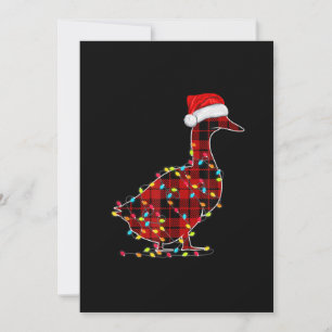 Cartão De Festividades Luz de Natal do Pato Divertido Xadrez Vermelho Com