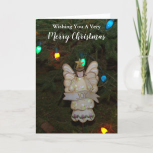 Cartão De Festividades Luzes de árvore de anjo de alegria de Natal