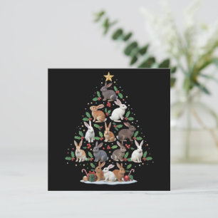 Cartão De Festividades Luzes de árvore de Natal de coelho mascote animais