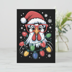 Cartão De Festividades Luzes de árvore de Natal de frango Animal de fazen