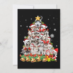 Cartão De Festividades luzes de árvore de natal husky siberiano cachorr