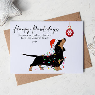 Cartão De Festividades Luzes de Dachshund Fofos Presente de Natal para Am