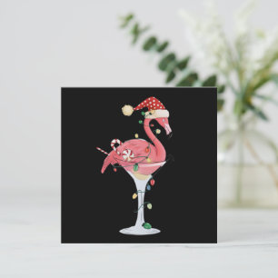 Cartão De Festividades Luzes de Flamingo de Natal Animais Tropicais de Na
