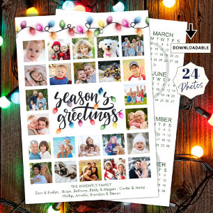 Cartão De Festividades Luzes de Natal Colagem de 24 Fotos Calendário 2026