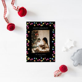 Cartão De Festividades Luzes de Natal Coloridas Uma Foto