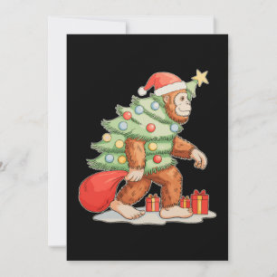 Cartão De Festividades Luzes de Natal de árvore de Natal Bigfoot Sasquatc