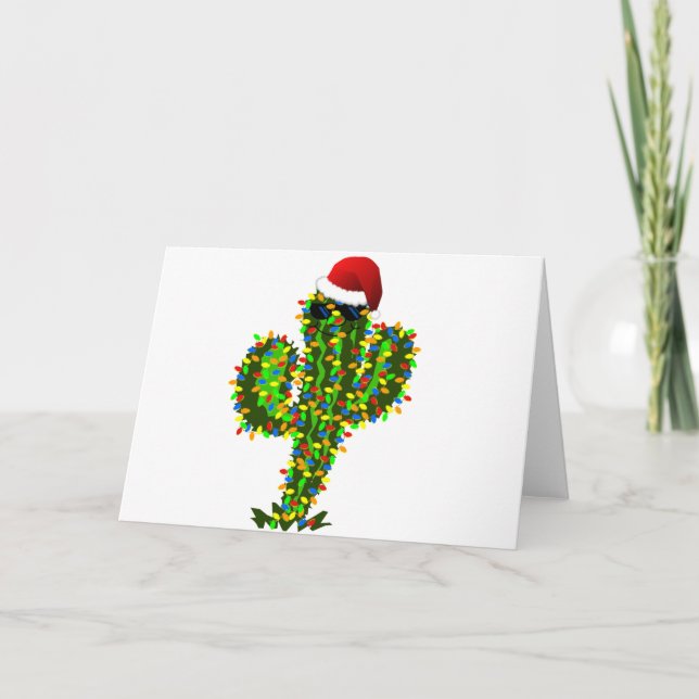 Cartão De Festividades Luzes de Natal do Saguaro (Frente)