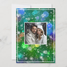 Cartão De Festividades Luzes de Natal em Bokeh Flocos de Neve Foto