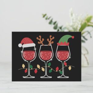 Cartão De Festividades Luzes de Natal em Copos de Vinho Férias de Natal B