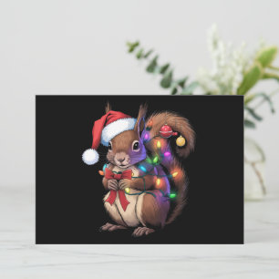 Cartão De Festividades Luzes de Natal Esquilo Festa de Natal Família