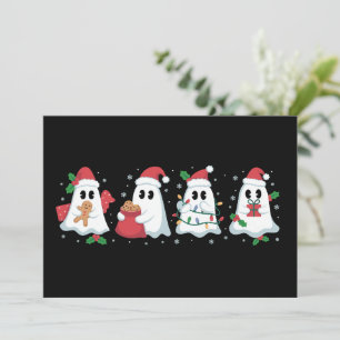 Cartão De Festividades Luzes de Natal Fantasma Fofo Boo de Natal