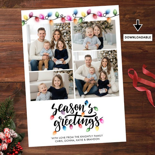 Cartão De Festividades Luzes de Natal Festivas Seasons Saudações 4 Foto (Criador carregado)