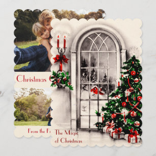 Cartão De Festividades Luzes de Natal na Janela Photocard Plana