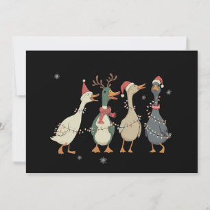 Cartão De Festividades Luzes de Natal Patos Animais Engraçados Amante da