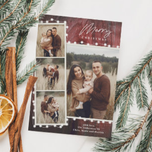 Cartão De Festividades Luzes de Natal Russas 4 Colagem de Fotos