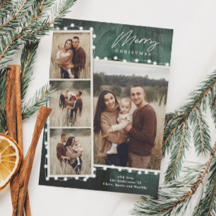 Cartão De Festividades Luzes de Natal Russas 4 Colagem de Fotos