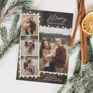 Cartão De Festividades Luzes de Natal Russas 4 Colagem de Fotos