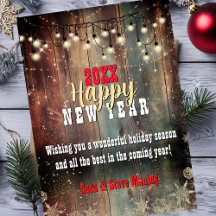 Luzes de Natal Rústico Feliz Ano Novo