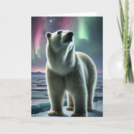Cartão De Festividades Luzes de Norte do Urso Polar Ártico Aurora Boreali