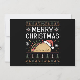 Cartão De Festividades Luzes de Suéter de Natal Feio Santa Taco Natal